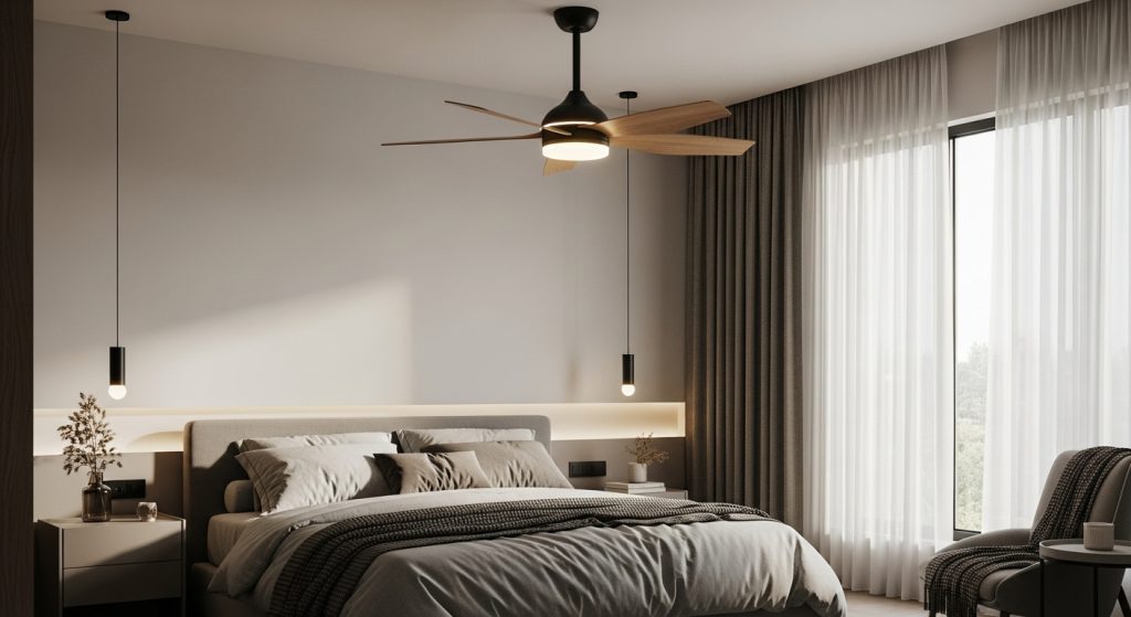 Bedroom Ceiling Light Design with Fan